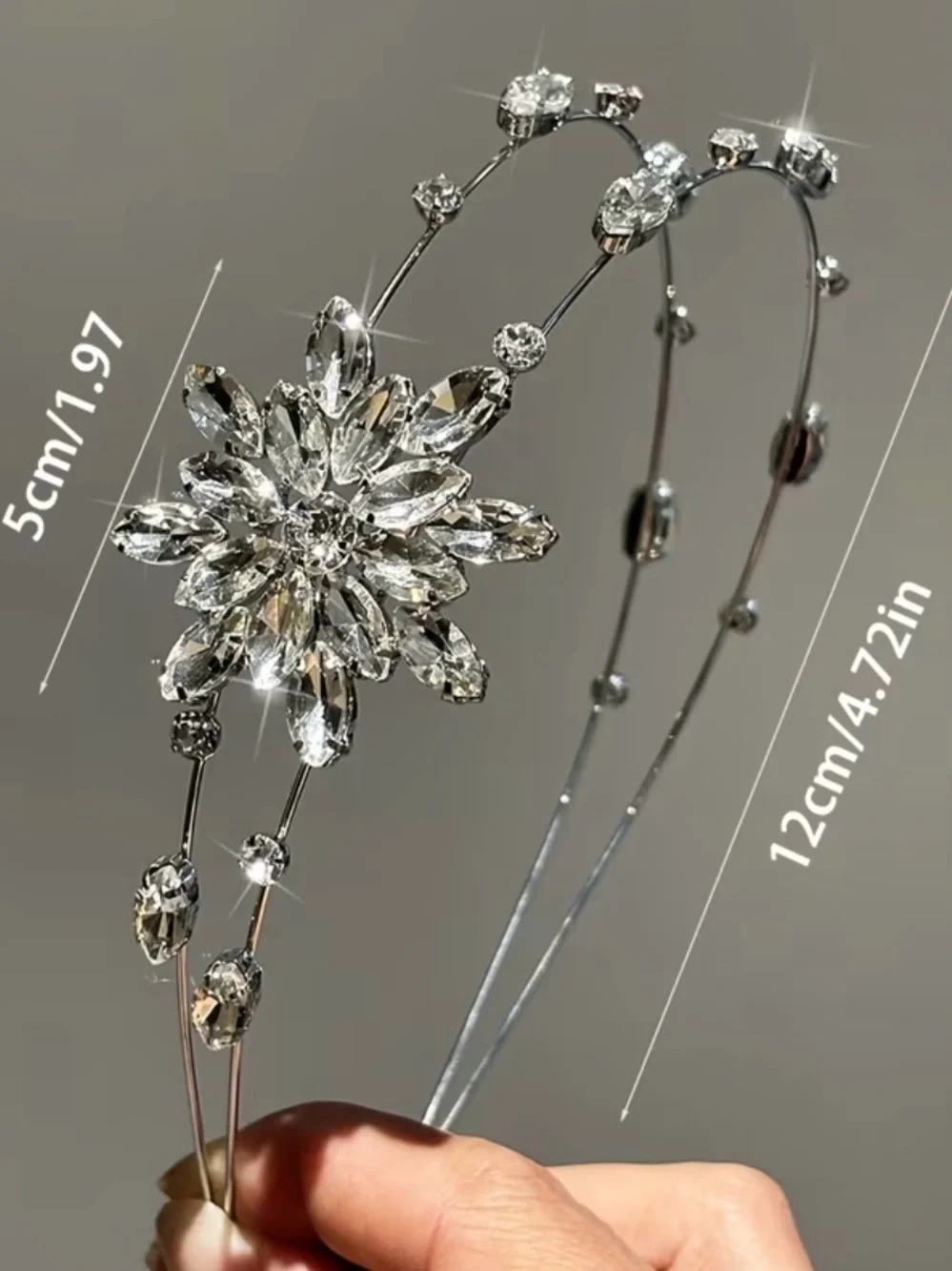 Crystal Floral Headband Hairpiece - Silver